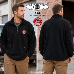 Most Wanted Justin Workboots Mens XXL Black Fleece Quarter Zip Pullover Jacket